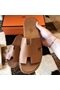 Hermes Izmir Sandals In Brown Epsom Leather Replica