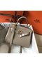 Hermes Kelly 20cm Bag In Grey Clemence Leather GHW Replica