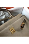 Hermes Kelly 20cm Bag In Grey Clemence Leather GHW Replica