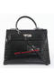 Hermes Kelly 32cm Shoulder Bags Black Iridescent Croco Leather Silver Replica