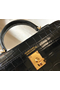 Hermes Kelly Mini II Bag In Black Embossed Crocodile Leather Replica