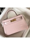 Hermes Kelly Mini II Bag In Rose Dragee Embossed Crocodile Leather Replica