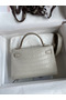 Hermes Kelly Mini II Sellier Handmade Bag In Grey Matte Alligator Leather Replica