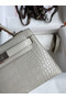 Hermes Kelly Mini II Sellier Handmade Bag In Grey Matte Alligator Leather Replica
