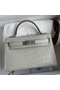 Hermes Kelly Mini II Sellier Handmade Bag In Grey Matte Alligator Leather Replica
