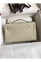 Hermes Kelly Pochette Handmade Bag In Beton Ostrich Leather Replica