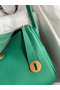 Hermes Lindy 30 Handmade Bag In Malachite Clemence Leather Replica