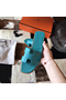 Hermes Oran Sandals In Blue Paon Epsom Leather Replica