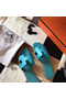 Hermes Oran Sandals In Blue Paon Epsom Leather Replica