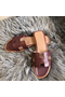 Hermes Oran Sandals In Bordeaux Swift Leather Replica