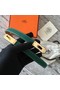 Hermes original epsom leather Kelly belt H069854 green gold plated metal Replica