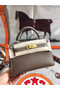 Hermes original mini Kelly chevre mysore K19CM grey&Gold Metal Replica