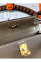 Hermes original mini Kelly chevre mysore K19CM grey&Gold Metal Replica