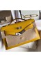 Hermes Original swift Leather KEL2278 yellow&Silver-Tone Metal Replica