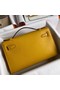 Hermes Original swift Leather KEL2278 yellow&Silver-Tone Metal Replica