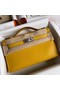 Hermes Original swift Leather KEL2278 yellow&Silver-Tone Metal Replica