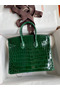 Hermes Birkin 25 Handmade Bag In Malachite Crocodile Niloticus Shiny Skin Replica