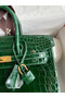 Hermes Birkin 25 Handmade Bag In Malachite Crocodile Niloticus Shiny Skin Replica