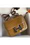 Hermes Constance 18 Handmade Bag In Beige Shiny Alligator Leather Replica