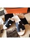 Hermes Izmir Sandals In Black Epsom Leather Replica