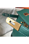 Hermes Kelly 32cm Bag In Malachite Clemence Leather GHW Replica