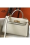 Hermes Kelly Mini II Handmade Bag In Beton Crocodile Embossed Leather Replica