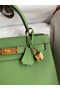 Hermes Kelly Sellier 28 Handmade Bag In Vert Criquet Epsom Calfskin Replica
