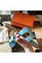 Hermes Oran Sandals In Celeste Shiny Niloticus Crocodile Replica