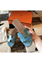 Hermes Oran Sandals In Celeste Shiny Niloticus Crocodile Replica