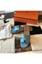 Hermes Oran Sandals In Celeste Shiny Niloticus Crocodile Replica