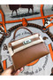 Hermes original mini Kelly chevre mysore K19CM brown&silver Metal Replica