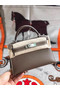 Hermes original mini Kelly chevre mysore K19CM grey&silver Metal Replica