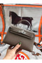 Hermes original mini Kelly chevre mysore K19CM grey&silver Metal Replica