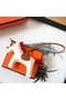 Hermes Rodeo Horse Bag Charm In White/Camarel/Red Leather Replica