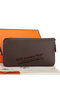 Hermes Zipper Wallet Original Saffiano Leather A309 Brown Replica