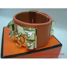 2009 Hermes Orange Leather Gold Bangle 1171 Replica HMS2XZBWK1V