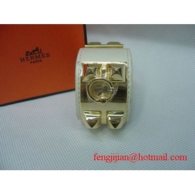 2009 Hermes White Leather Gold Bangle 1171 Top Replica HMSOIV3U598