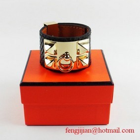 2010 Hermes Black Snakeskin Gold Bangle 1171 Replica HMSV1FT9182