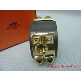 2010 Hermes Gray Leather Gold Bangle 1171 Replica HMSH6DYB4H2