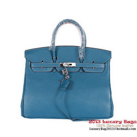 Imitation Hermes Birkin 35CM Tote Bag Clemence Leather H-35 Blue HMS32MG9A30