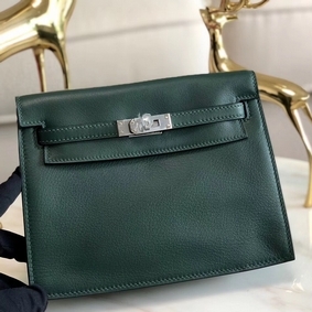 Best Quality Hermes Kelly Danse Handmade Bag In Dark Green Swift Leather HMSW04P9E6K