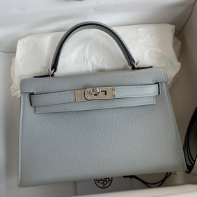 Hermes Kelly Mini II Sellier Handmade Bag In Blue Glacier Epsom Calfskin HMS3Y4Q354V