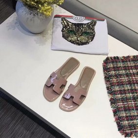 1:1 Replica Hermes lady leather Slipper HO808HMJ pink HMS7LSQGF4V
