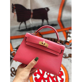 Hermes original mini Kelly chevre mysore K19CM Watermelon red&Gold Metal HMSI2879Q74