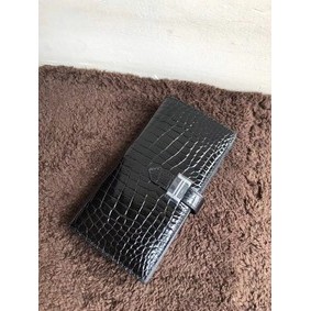 Hermes 100% genuine crocodile leather kelly Wallet 33569 black Replica HMS8766QJ5M