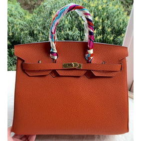 Hermes Birkin 35CM Tote Bag Orange Calfskin Leather BK35 Gold 1:1 Replica HMS992785HW