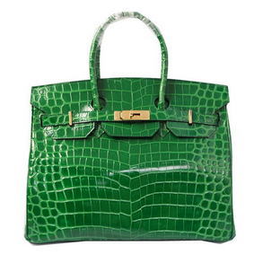 Hermes Birkin 35CM Tote Bags Green Iridescent Croco Leather Gold 1:1 Replica HMSGBP46R7A