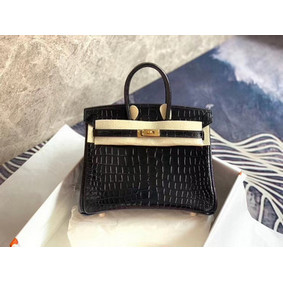 Replica Hermes Birkin Bag Original Leather crocodile HBK35 black HMS82W3QM24