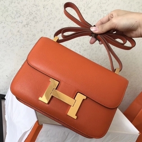 Best Quality Hermes Constance 24 Handmade Bag In Orange Epsom Leather HMS8SI580M0