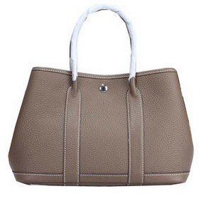 Hermes Garden Party 30cm Tote Bags Grainy Leather Grey Replica HMS9Z81L7IM